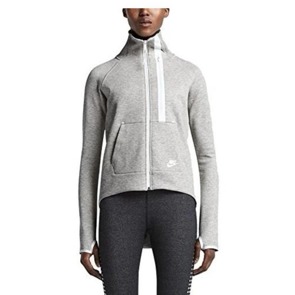 Nike Women's Grey Full Zip Athletic Jacket with Thumbholes Size Small